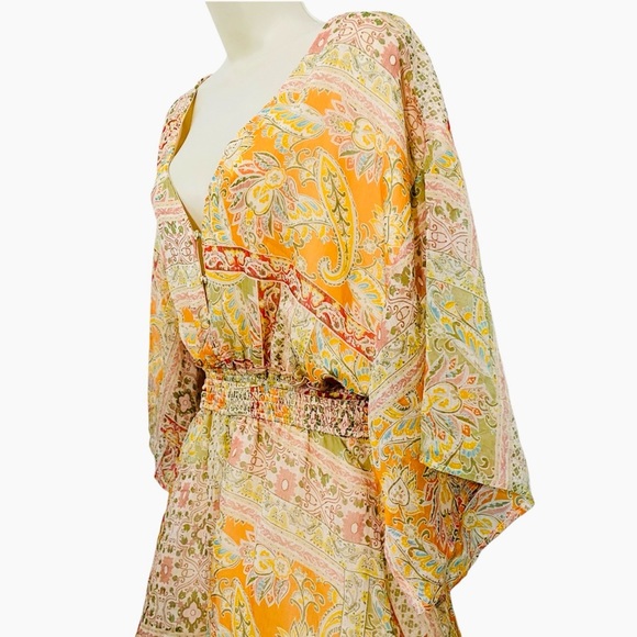 Fate The Label NWT Paisley Floral Romper Orange Patchwork Print - Picture 8 of 13